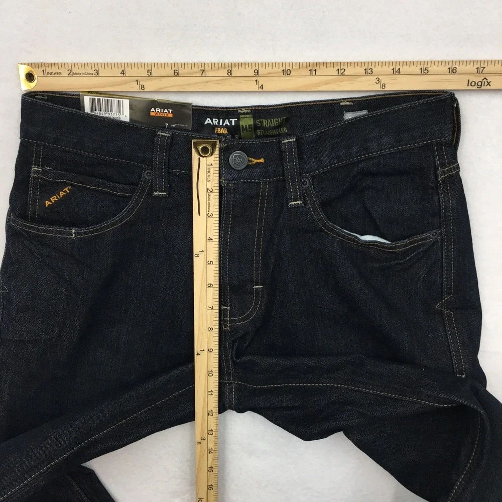 NEW! Ariat Rebar M5 Straight Jeans Mens 32x36 DuraStretch Dark Denim Work Wear